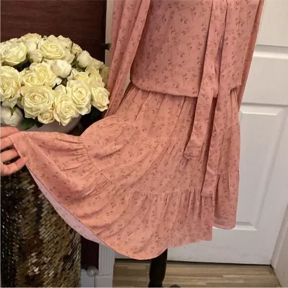 Alexis Pink and Tan Floral Dress, S - Picture 7 of 13